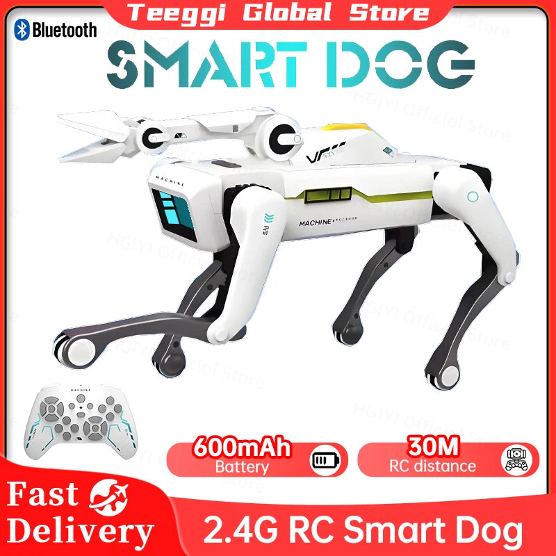 Perro Robot Teeggi Inteligente RC con Pinza - Multifunción - Perro Mecánico Educativo - Juguete Biónico Smart - Regalo