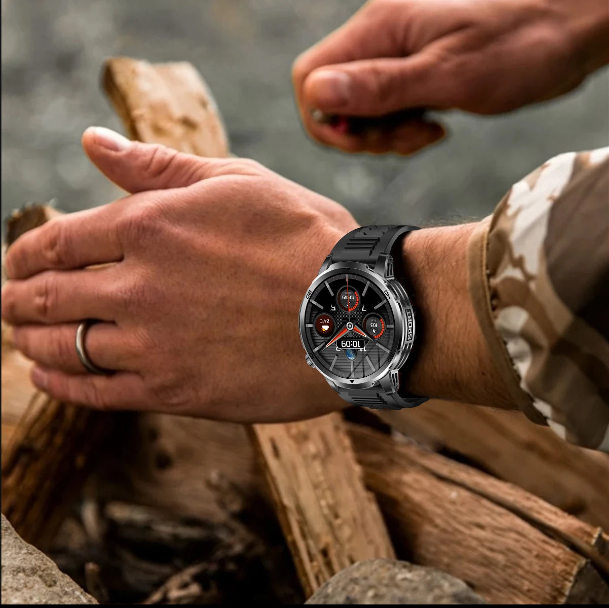 Smartwatch militar T-Rex 3 – pantalla AMOLED 466x466, batería 1000mAh y linterna