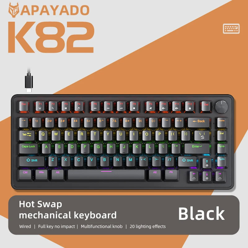 Teclado mecánico 75% APAYADO – cableado, control multimedia y retroiluminación transparente