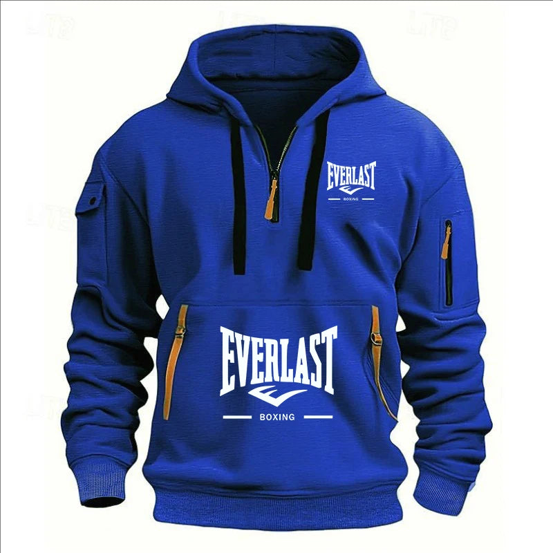 Hoodie casual con diseño multi-zipper – estampado y corte suelto para otoño/invierno