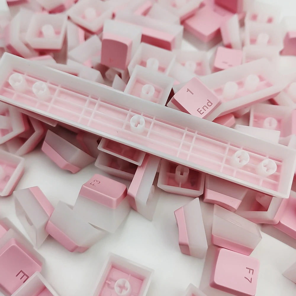 Set de keycaps PBT OEM – 129 teclas transparentes estilo pudding para teclado mecánico