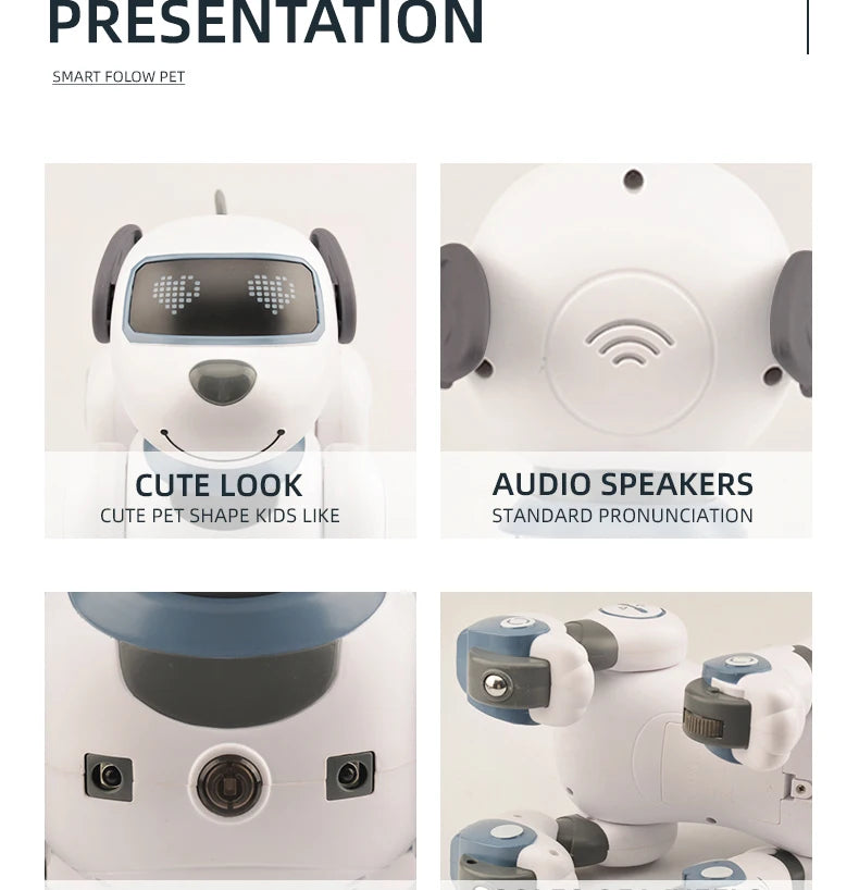 Perro Robot Inteligente con Control Remoto - Acrobacias Electrónicas - Comandos de Voz - Programable - Sensor Táctil - Música y Canciones - Juguete para Niños