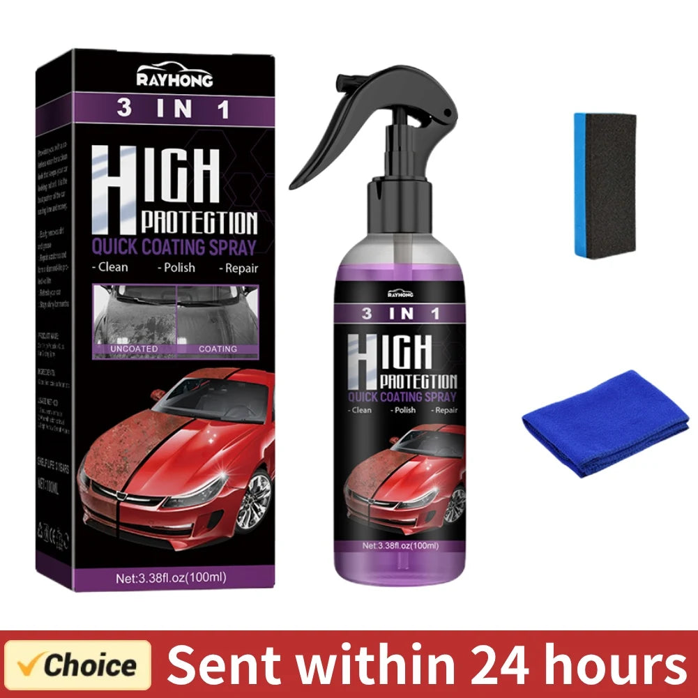 Spray cerámico 3 en 1 para autos – nano recubrimiento y reparación de rayones