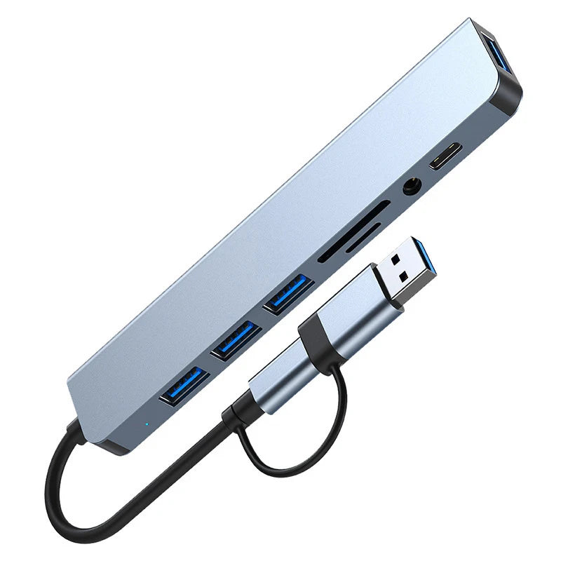 Adaptador Hub USB-C 8 en 1 para Laptop, Tablet y Celular