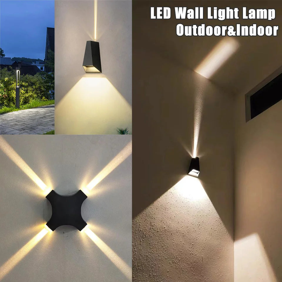 Lámpara LED de pared exterior – IP66 impermeable, 4W-6W para jardín y porche
