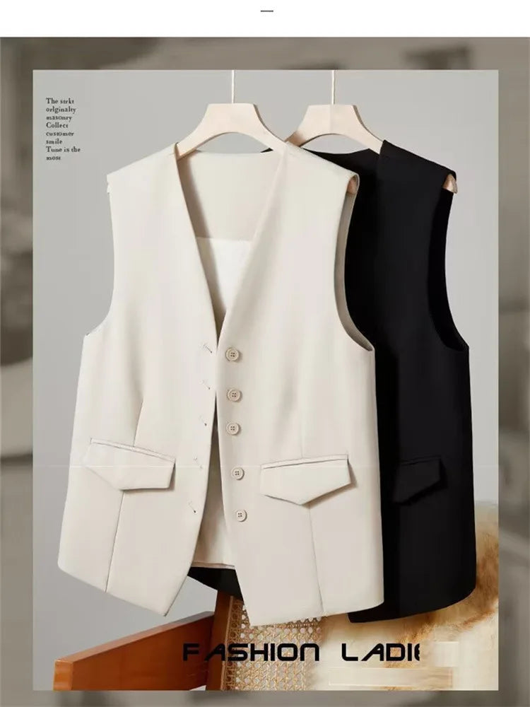 Chaleco elegante mujer – business con escote en V y diseño sin mangas