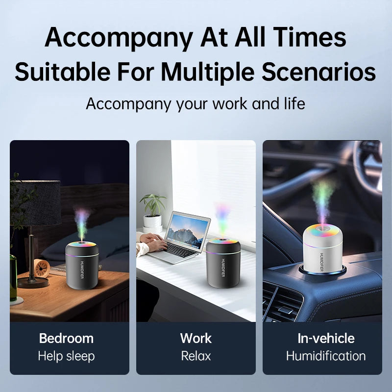 Mini humidificador USB 180ml – difusor de aroma eléctrico para auto y hogar