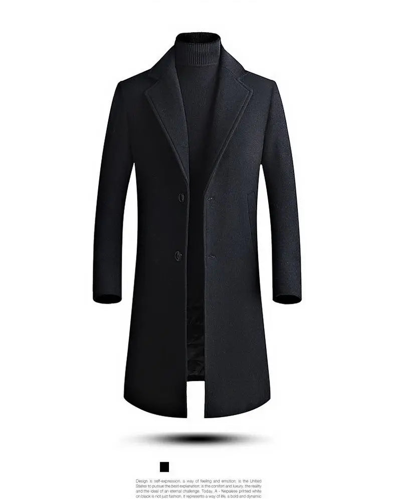 Abrigo de lana mid-length para hombre – estilo casual ejecutivo con onda moderna