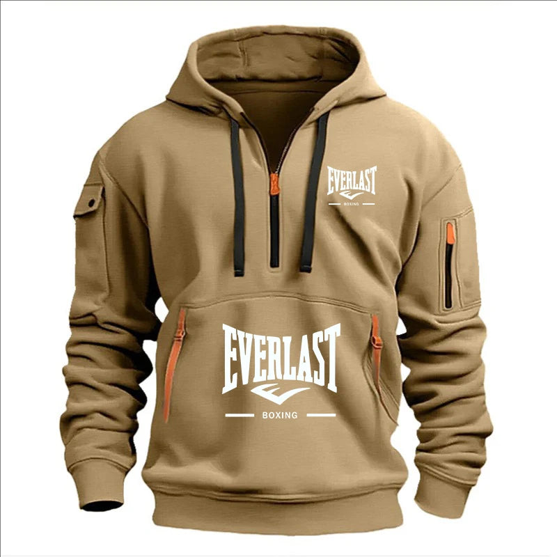 Hoodie casual con diseño multi-zipper – estampado y corte suelto para otoño/invierno