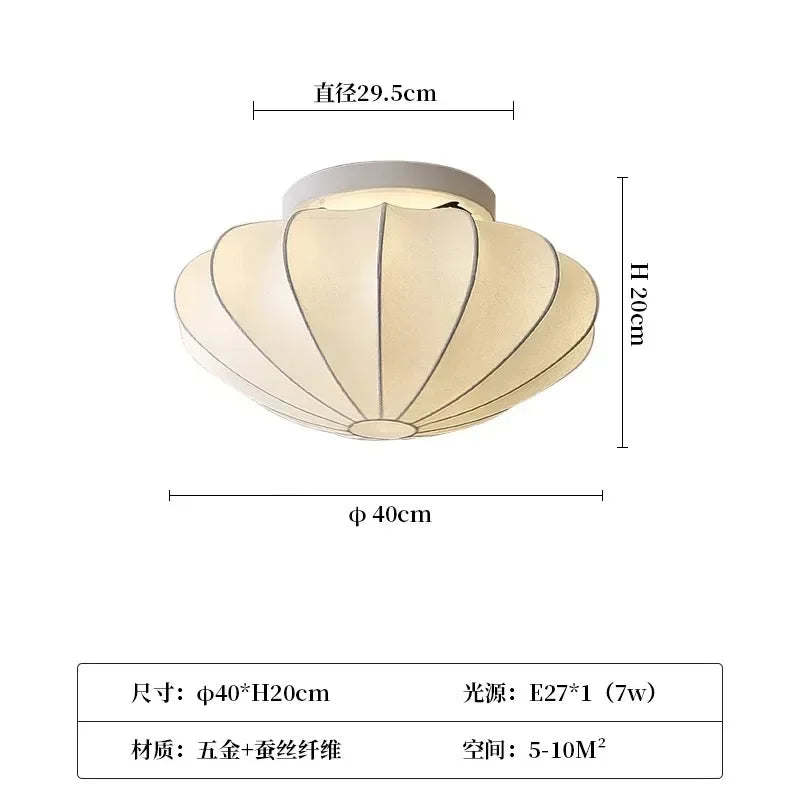 Lámpara de techo italiana Wabi-Sabi – estilo retro de seda con protección ocular