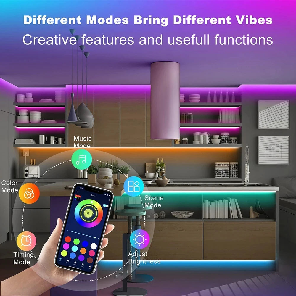 Tira LED Bluetooth SMD 5050 – control remoto APP, flexible y para decoración