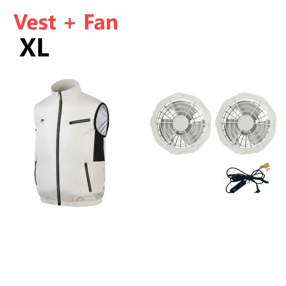 Chaleco Refrigerante con Ventiladores USB - 3 Velocidades Ropa Aire Acondicionado Transpirable