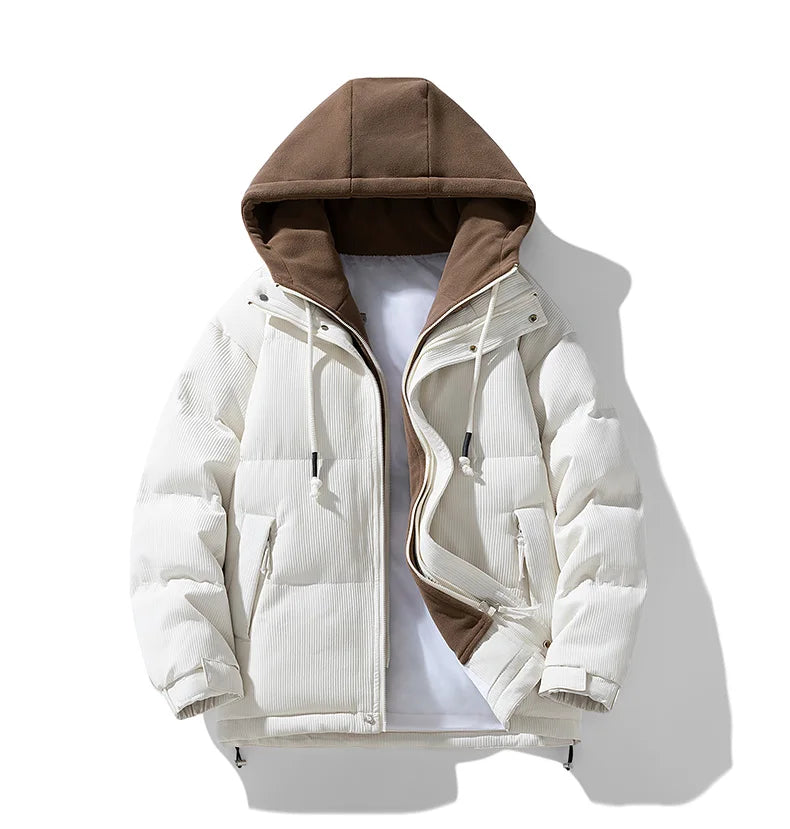 Campera acolchada juvenil con capucha – gruesa, casual y cálida para otoño/invierno
