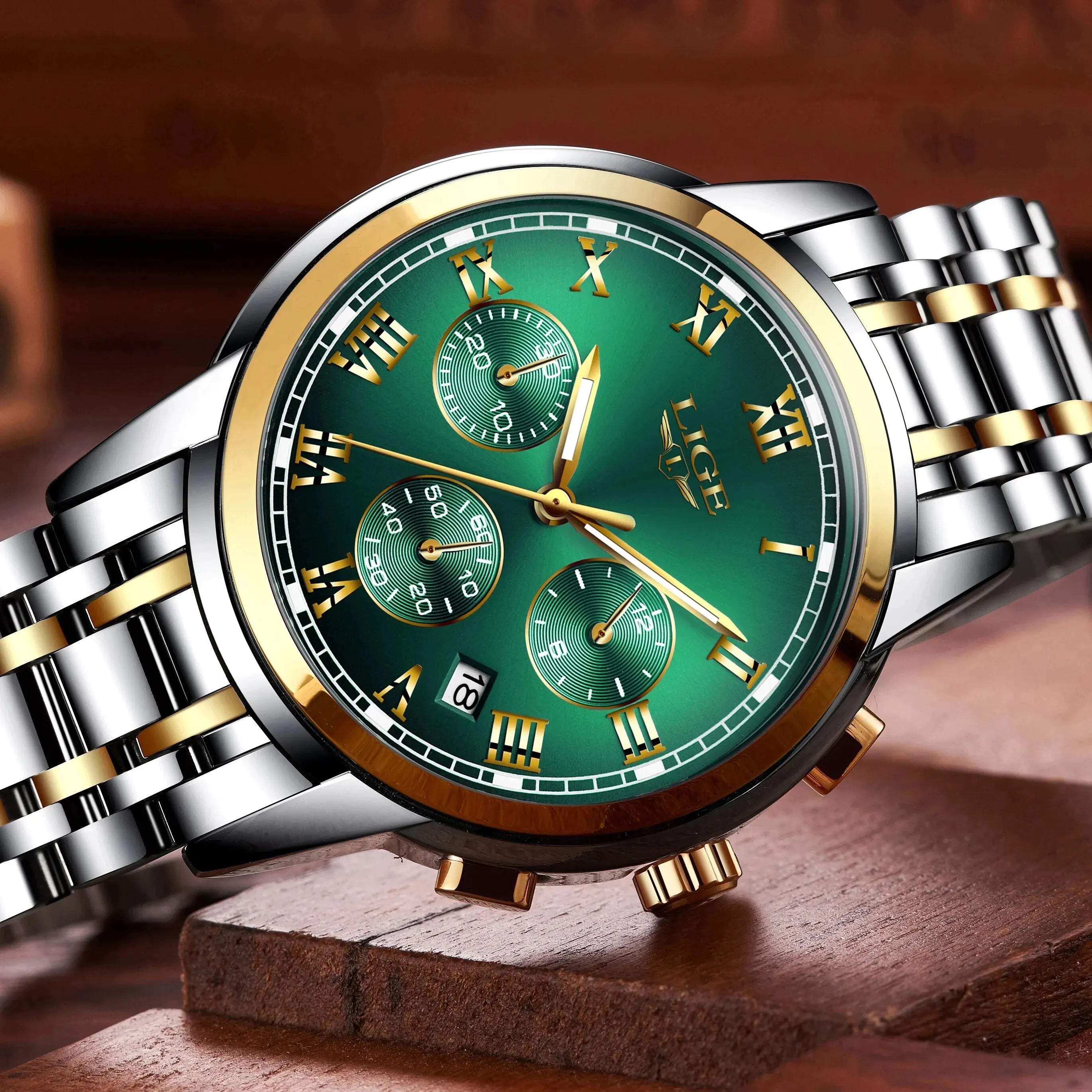 Reloj LIGE para hombre – cronógrafo deportivo de lujo, resistente al agua y acero inoxidable