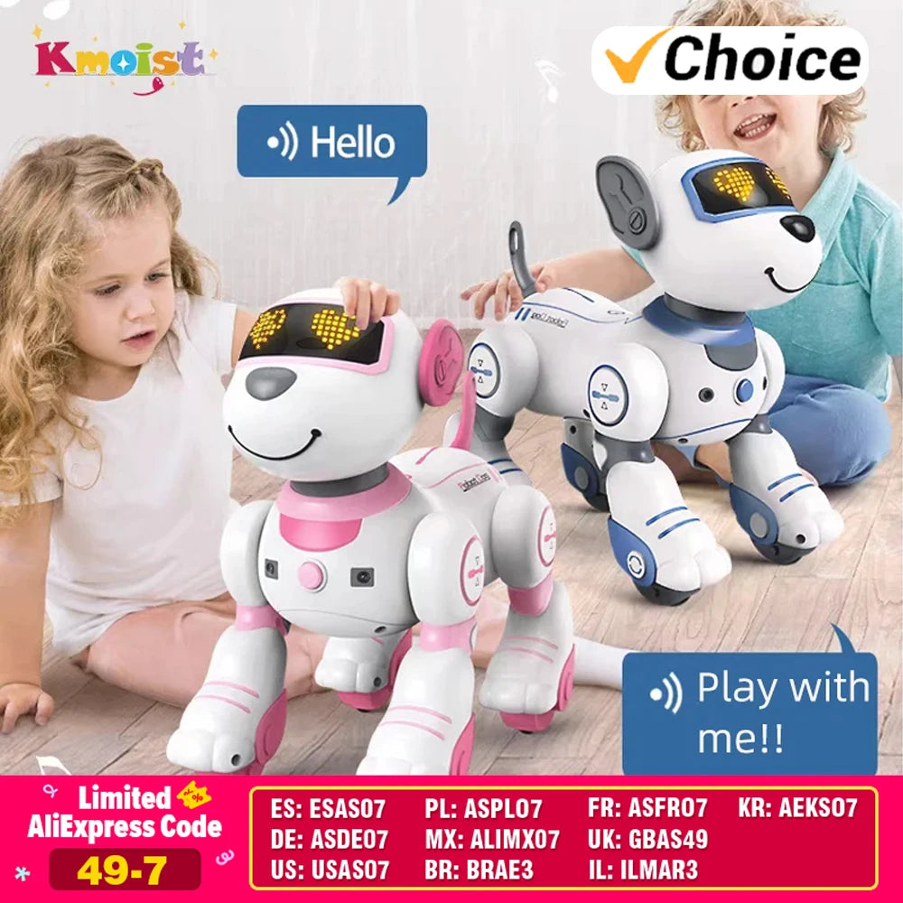 Perro Robot Inteligente con Control Remoto - Acrobacias Electrónicas - Comandos de Voz - Programable - Sensor Táctil - Música y Canciones - Juguete para Niños