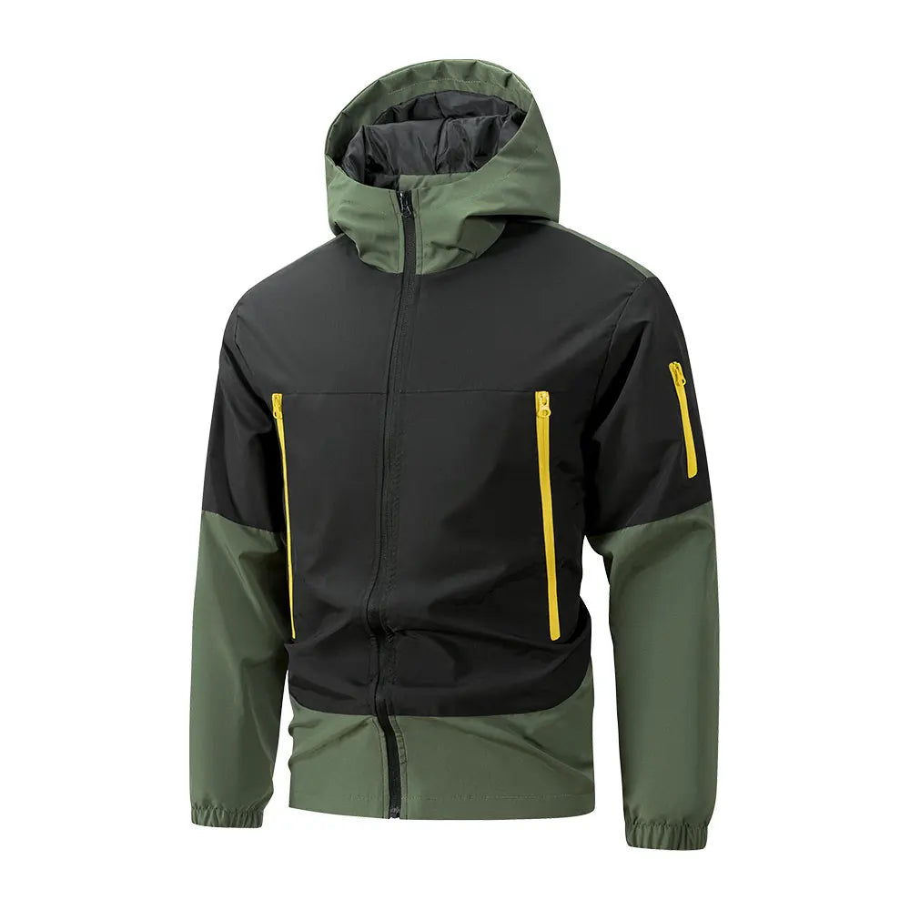 Chaqueta con cuello alto – cortaviento y cálida con múltiples bolsillos para otoño y deporte