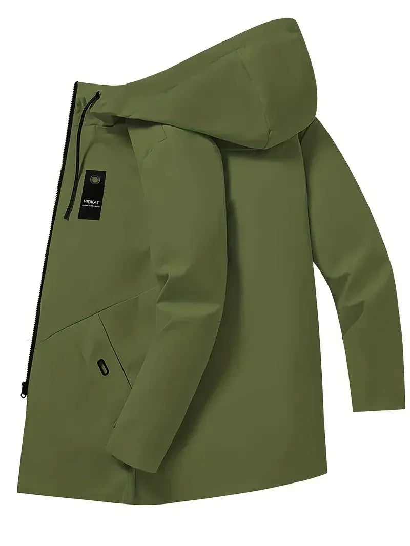 Campera fina acolchada con capucha para hombre – cortaviento casual con bolsillo