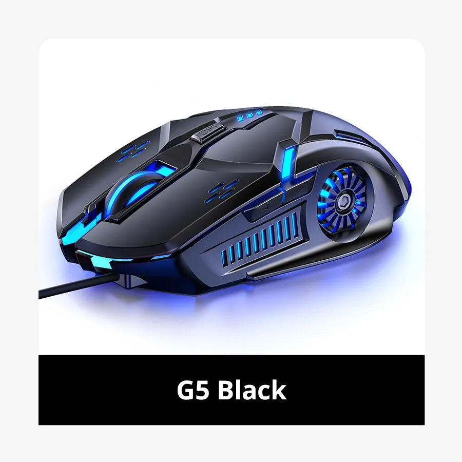 Mouse gaming Silver Eagle G5 – silencioso, cableado, 6 botones y luces LED