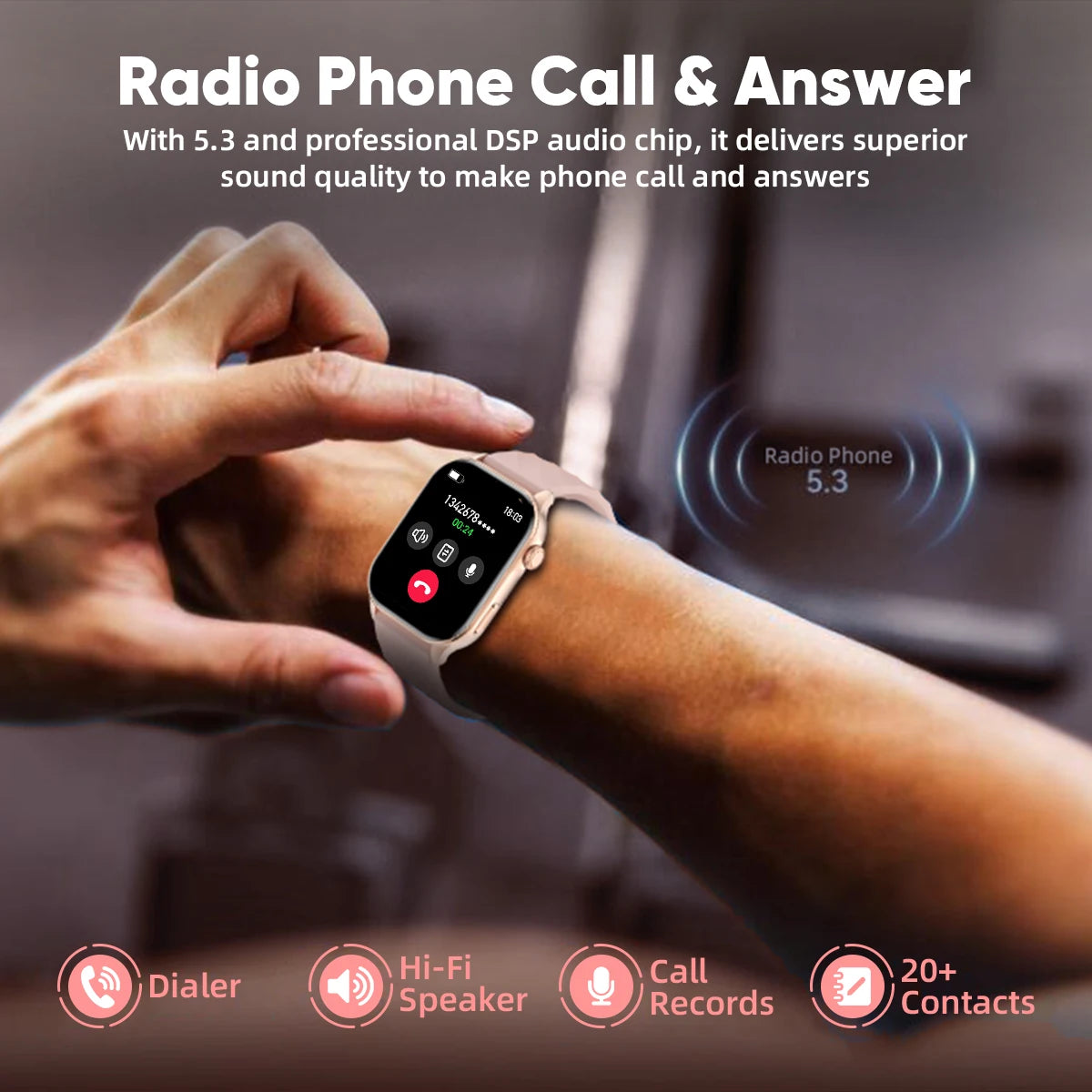 Smartwatch LIGE mujer – pantalla HD 2.01", monitor de salud y resistente al agua