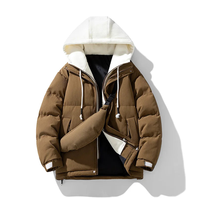 Campera acolchada juvenil con capucha – gruesa, casual y cálida para otoño/invierno