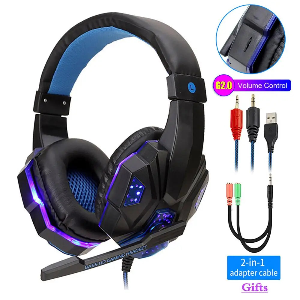 Auriculares gaming con cable – micrófono y luces LED para PC, PS4, PS5 y Xbox