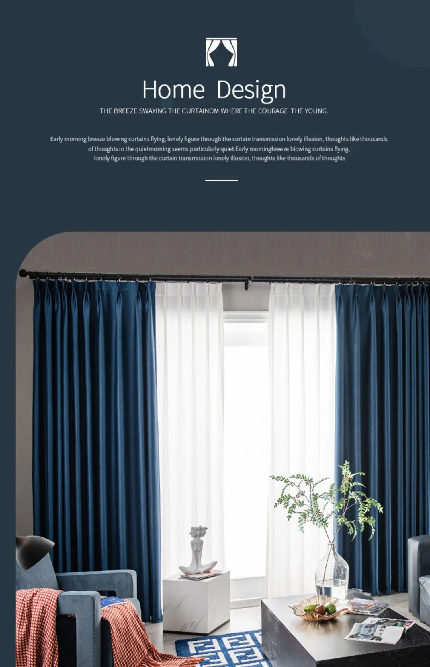 Cortinas blackout insonorizadas – azul sólido, aislantes y personalizadas para living y dormitorio