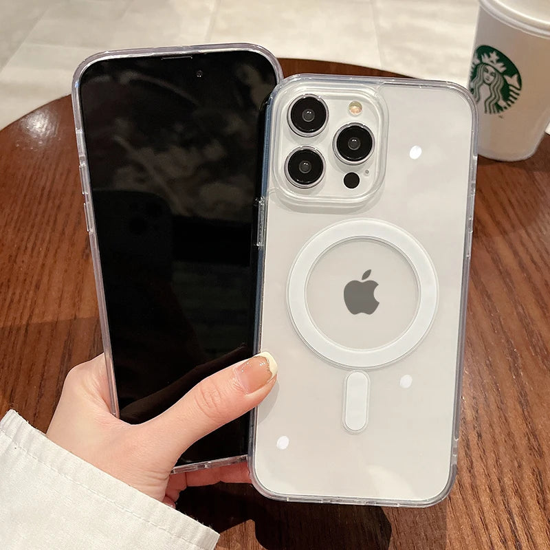 Funda transparente magnética con carga inalámbrica MagSafe – compatible con iPhone 11 a 17