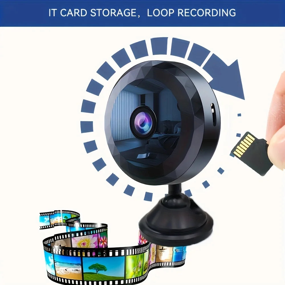 Mini cámara de seguridad WiFi inalámbrica – visión nocturna, detección de movimiento y batería recargable