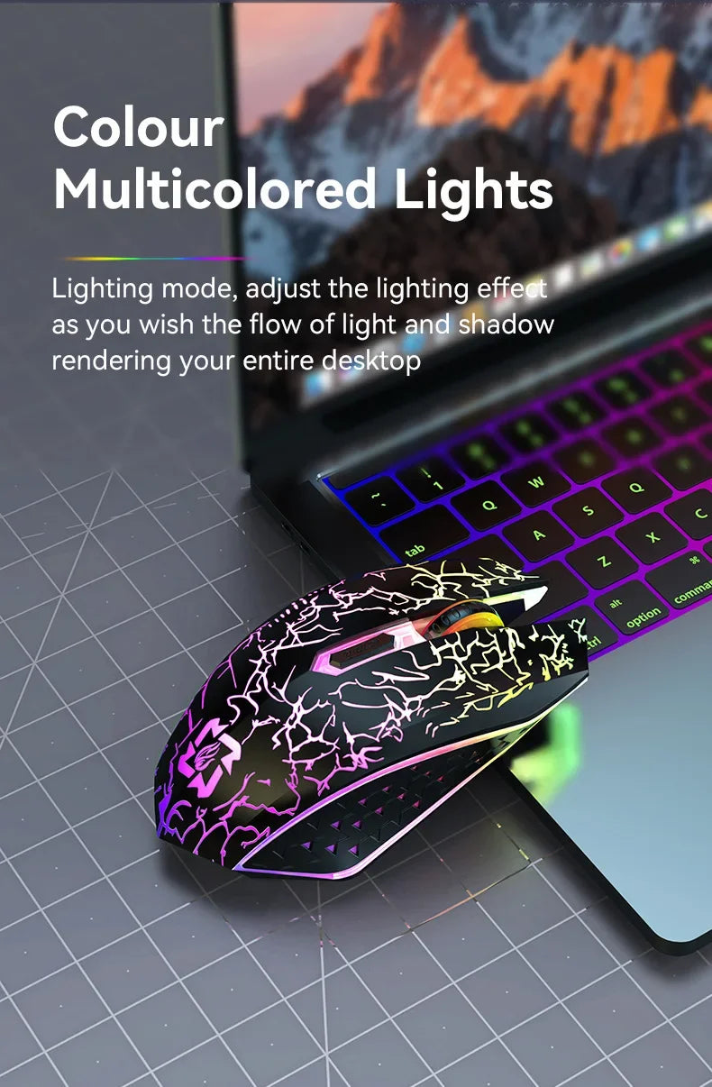 Mouse inalámbrico Bluetooth 5.2 – RGB, 6 botones, modo dual y silencioso