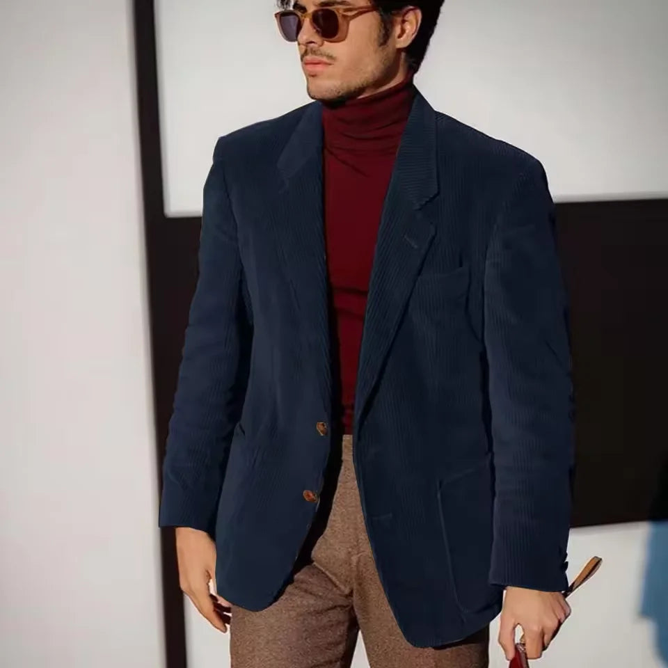 Blazer hombre de pana – chaqueta casual de un solo botón y cómoda