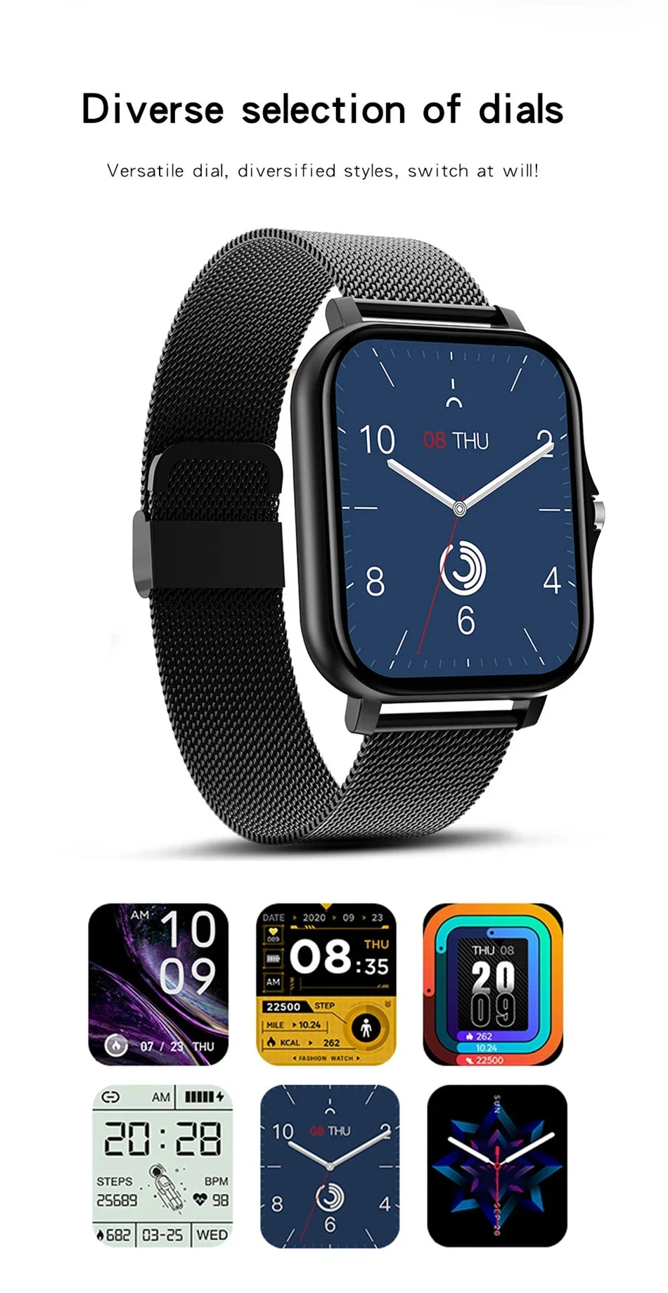 Smartwatch Android/iOS – pantalla HD 1.83", llamadas, alertas y modo deportivo