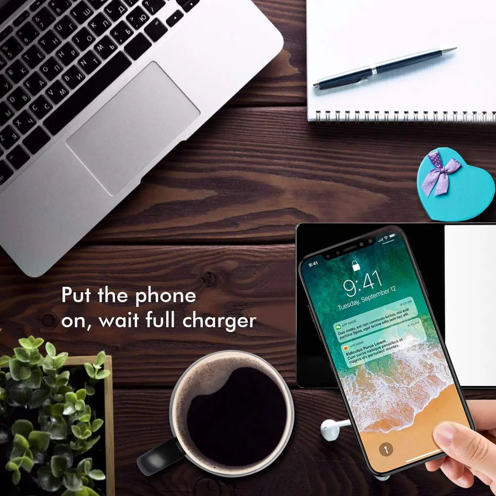 Calentador eléctrico 2 en 1 – taza y cargador inalámbrico para teléfono