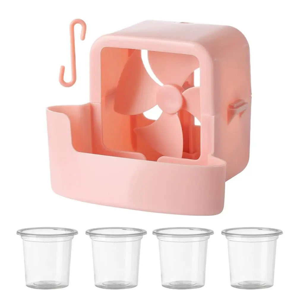 Accesorio de Enfriamiento para Ventilador - 4 Vasos de Hielo Colgantes - Herramienta de Enfriamiento con Niebla - Para Ventilador de Pie - Adaptador Colgable - Soporte de Hielo