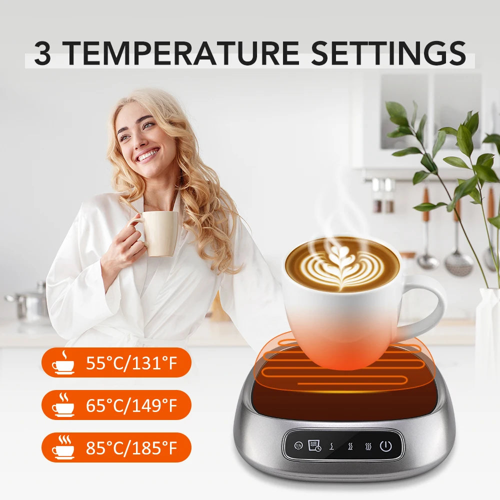 Calentador de Bebidas Eléctrico Inteligente - Control Avanzado de Temperatura - Placa Calentadora - Temperatura Constante - Temporizador - Apagado Automático - Calentador de Tazas