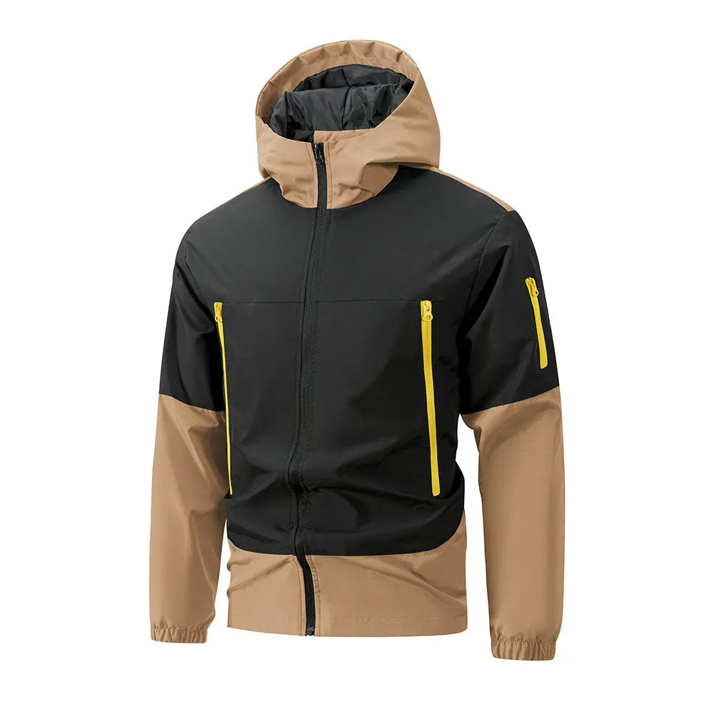 Chaqueta con cuello alto – cortaviento y cálida con múltiples bolsillos para otoño y deporte