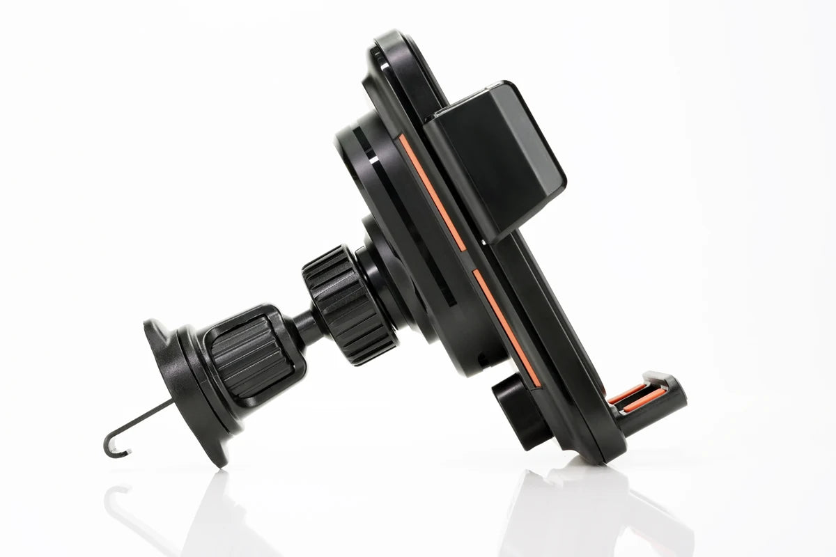Cargador y soporte para auto – inalámbrico 15W y con cable, rotación y sensor automático