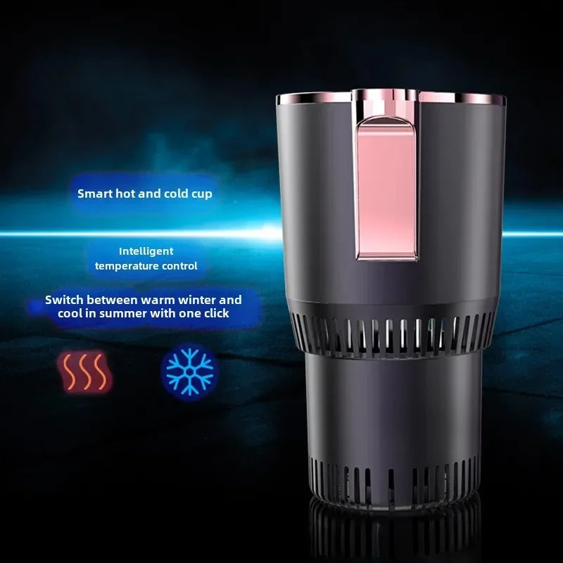 Portavasos Inteligente para Auto 2 en 1 - Enfriamiento y Calentamiento - Refrigeración Rápida - Frío y Caliente - Mini Pantalla Táctil - Para Bebidas, Tazas y Latas