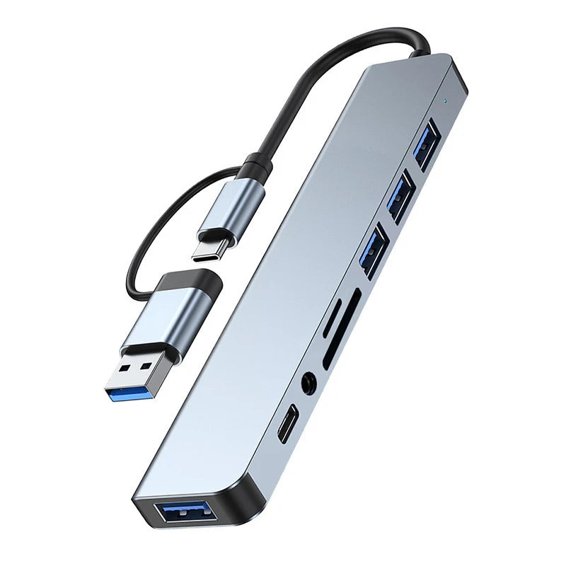 Adaptador Hub USB-C 8 en 1 para Laptop, Tablet y Celular