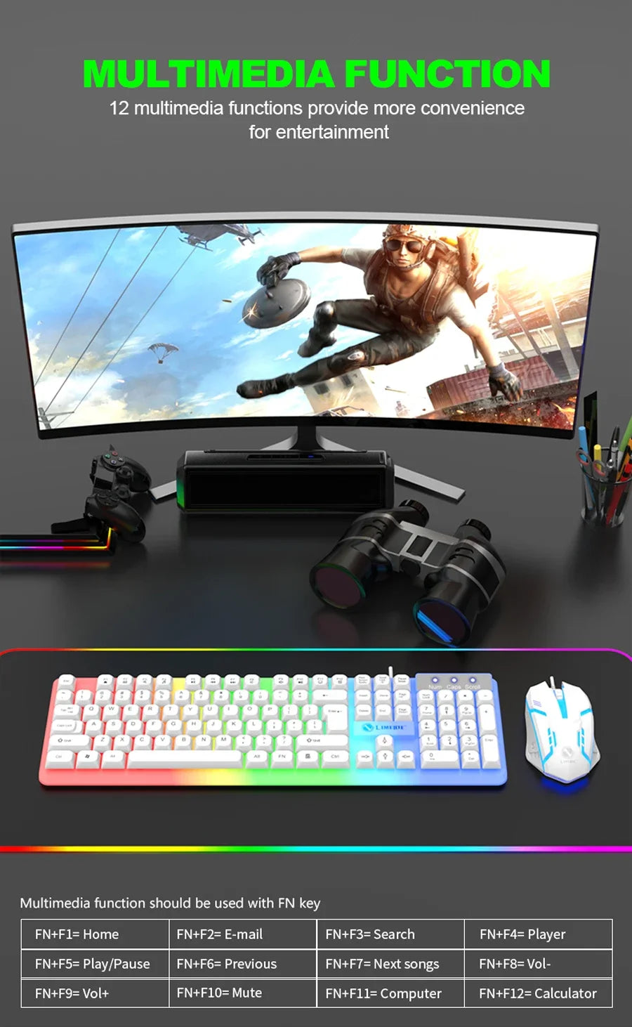 Combo gaming GTX350 – teclado y mouse USB con retroiluminación LED