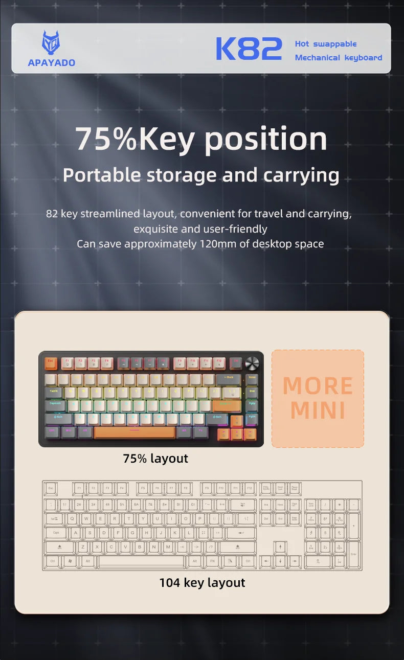 Teclado mecánico 75% APAYADO – cableado, control multimedia y retroiluminación transparente