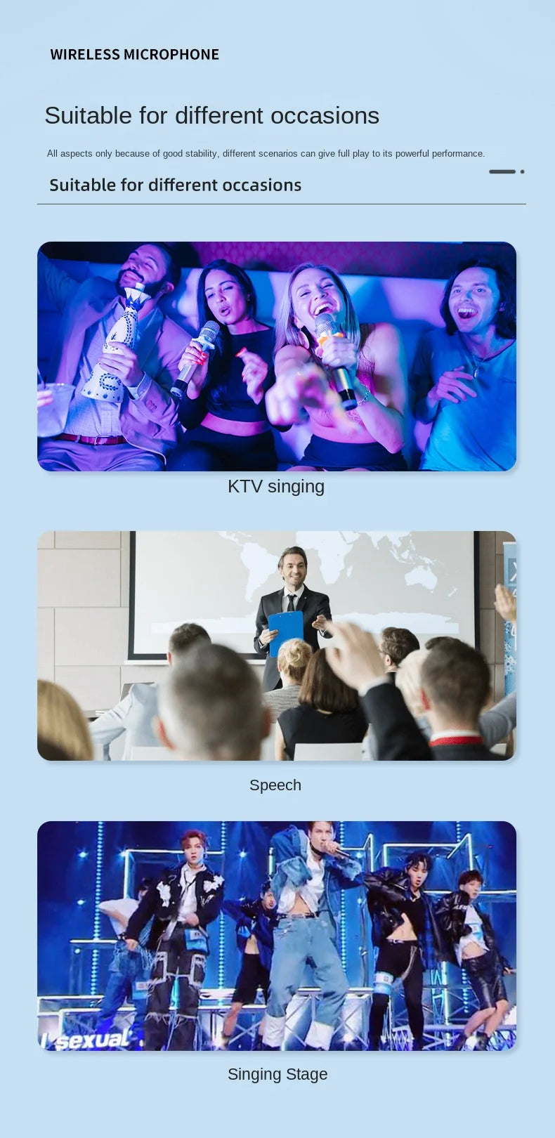 Micrófono inalámbrico UHF de 2 canales – profesional para karaoke y eventos