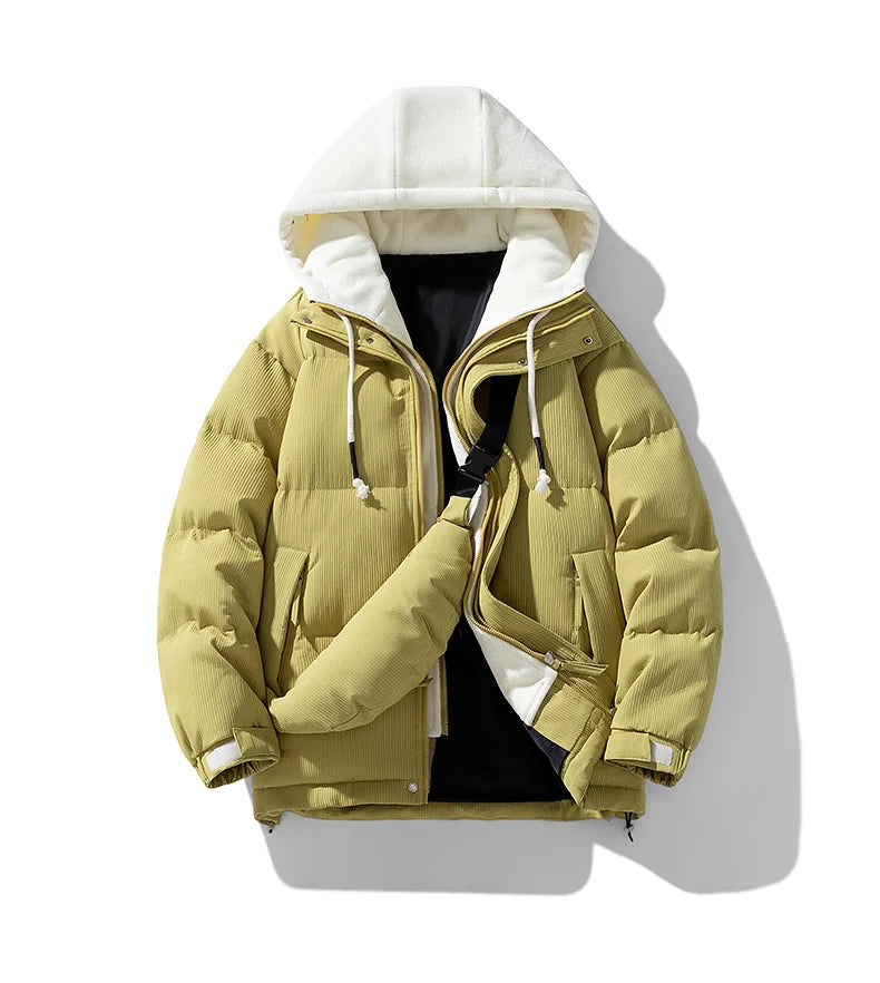 Campera acolchada juvenil con capucha – gruesa, casual y cálida para otoño/invierno