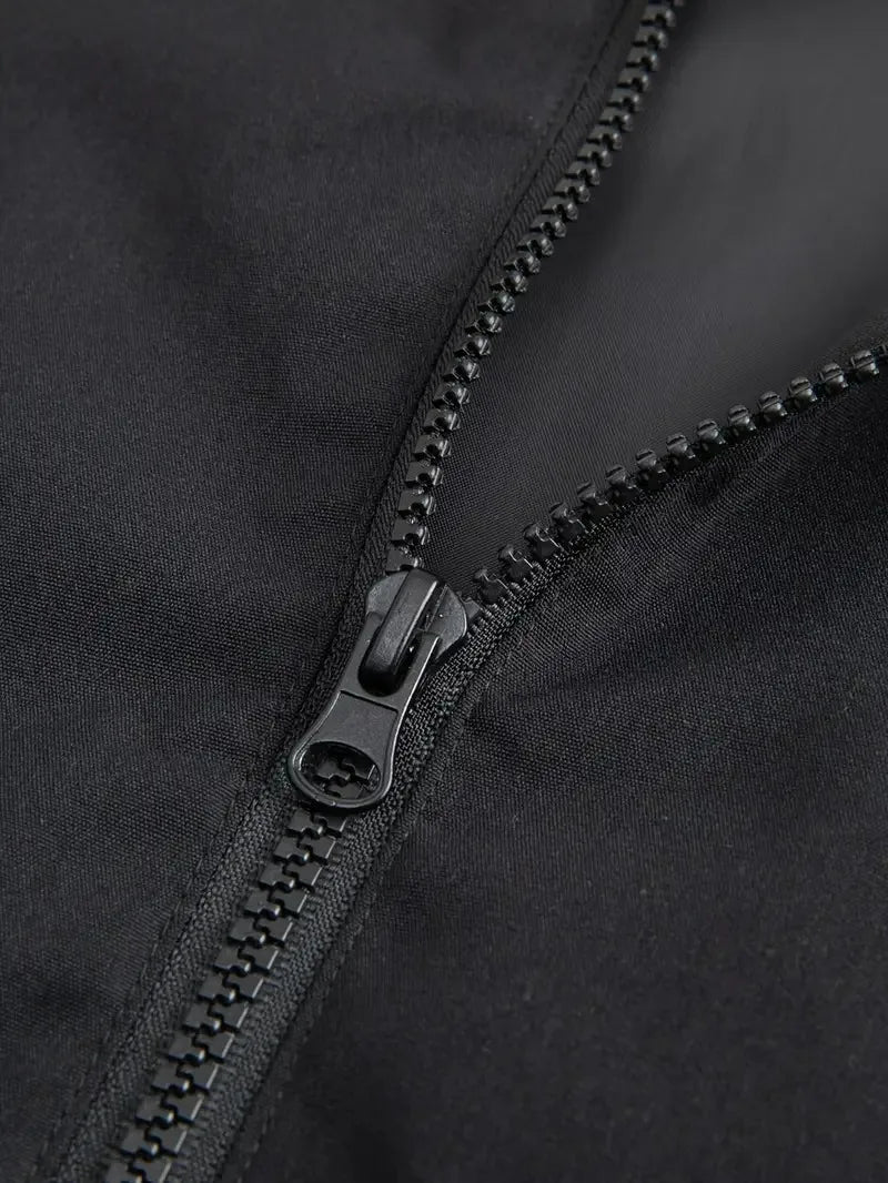 Campera fina acolchada con capucha para hombre – cortaviento casual con bolsillo