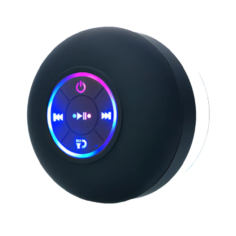 Parlante Bluetooth Portátil Impermeable con Ventosa y Luz LED