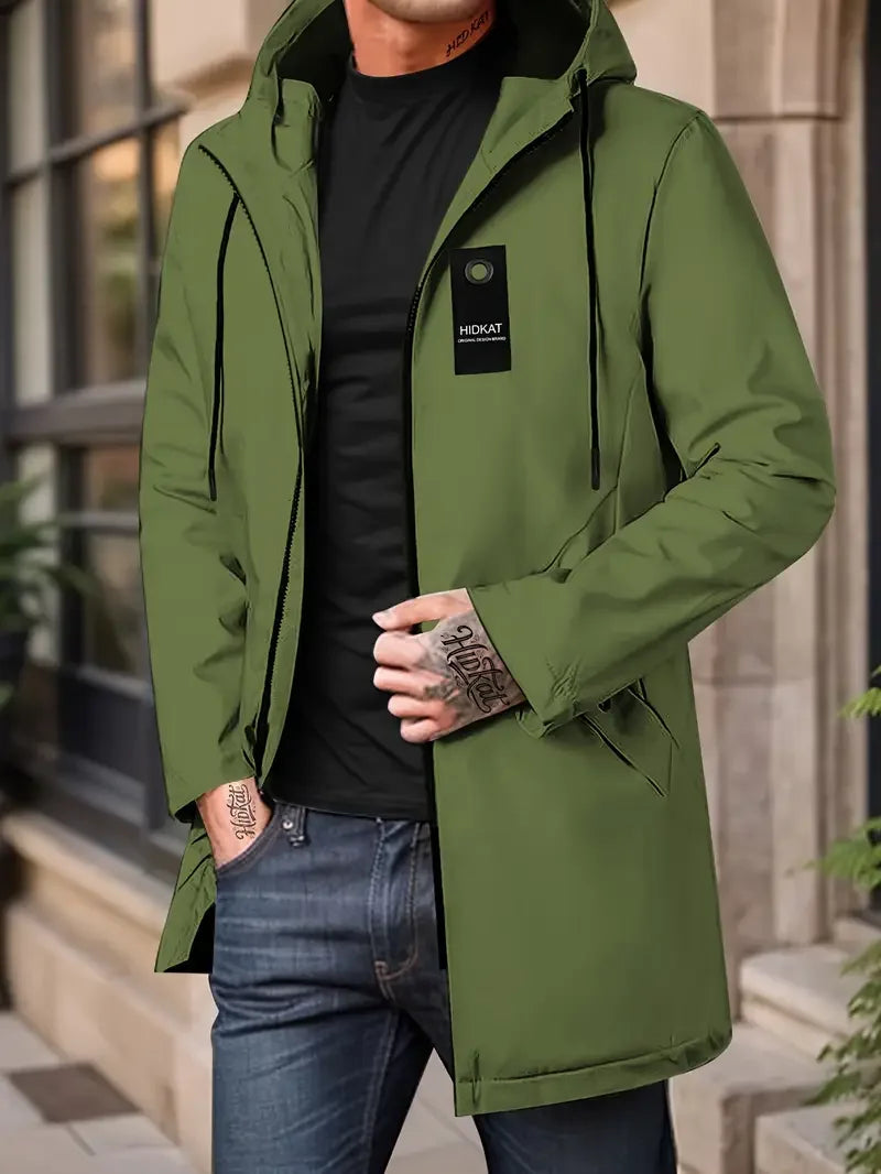 Campera fina acolchada con capucha para hombre – cortaviento casual con bolsillo