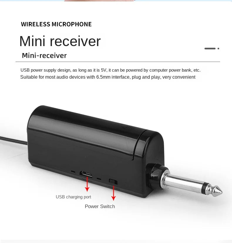 Micrófono inalámbrico UHF de 2 canales – profesional para karaoke y eventos