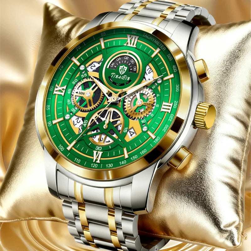 Reloj de lujo verde TINABIN – elegante, resistente al agua y para negocios