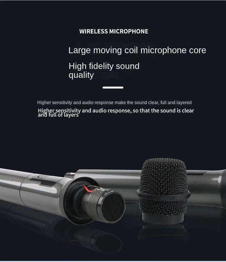 Micrófono inalámbrico UHF de 2 canales – profesional para karaoke y eventos