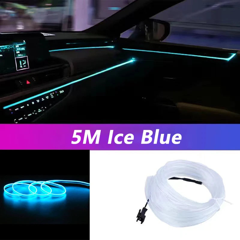 Tira LED interior para auto 5M – luz ambiental flexible y neón USB para decoración