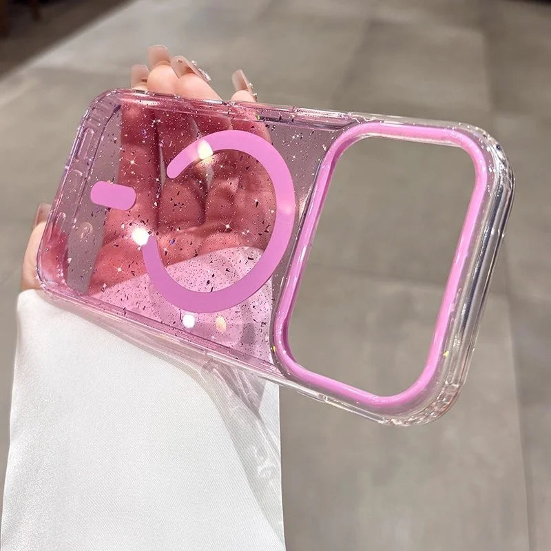 Funda con purpurina y carga inalámbrica magnética – compatible con MagSafe para iPhone